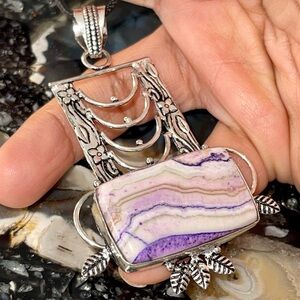 Beautiful Dyed Agate Pendant 2 7/8”